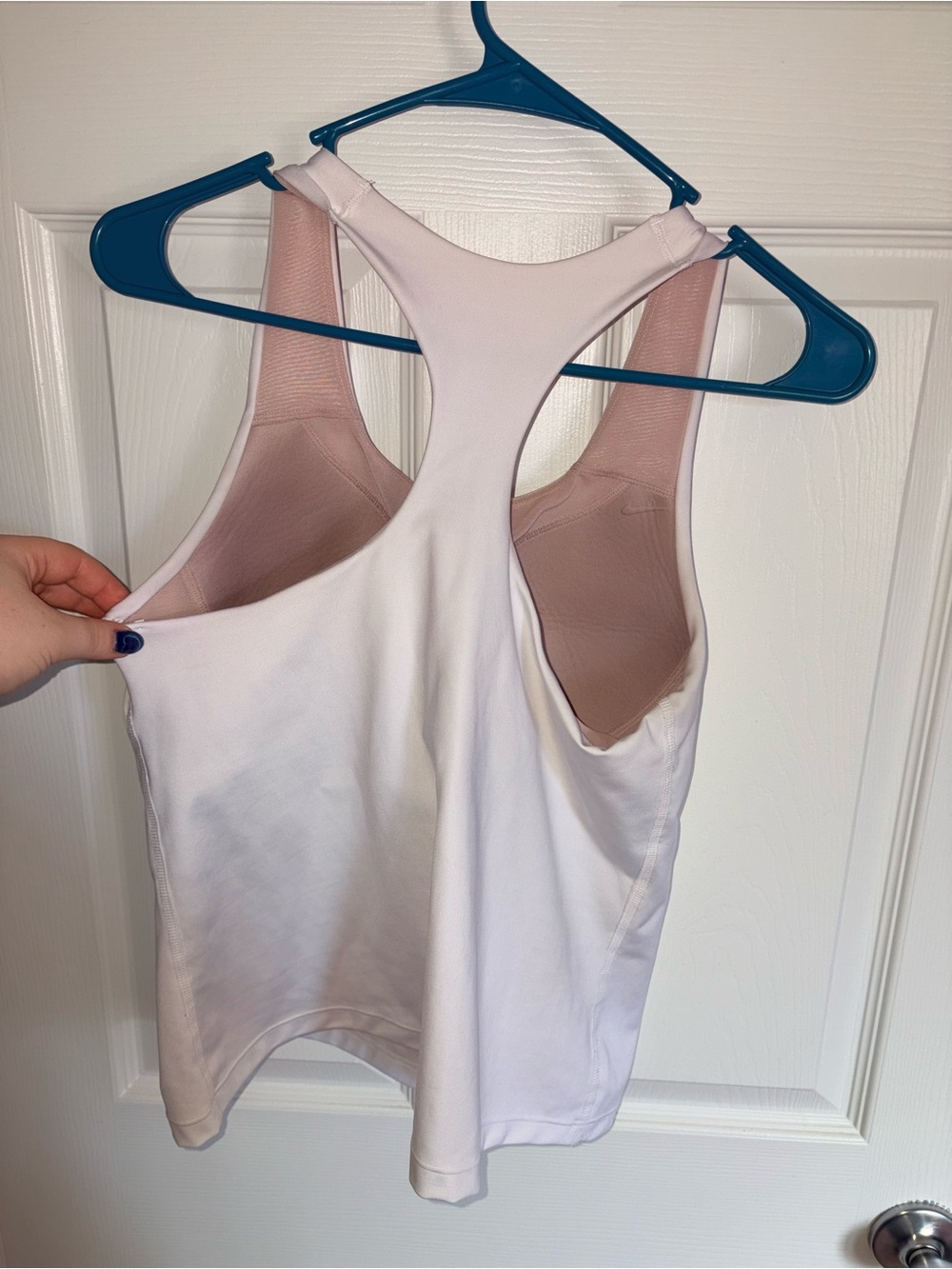 Nike White Racerback Tank with Blush Pink Lining